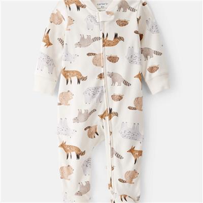 Ivory Baby Boy Fox Print 100% Cotton Long-Sleeve Sleeper - White | Carter’s Oshkosh Canada