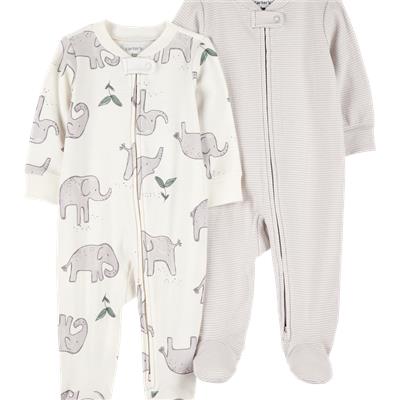 Multi Baby 2-Pack Striped Elephant 2-Way Zip Cotton Sleeper | Carter’s Oshkosh Canada