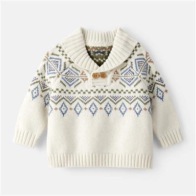 Cream Baby Boy Fair Isle Sweater - Cream | Carter’s Oshkosh Canada