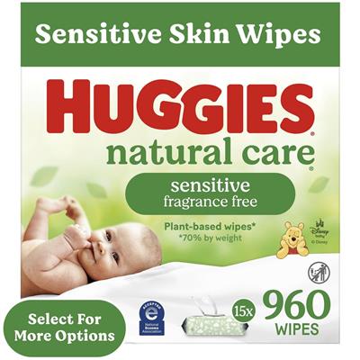 Huggies Natural Care Sensitive Baby Wipes, Unscented, 15 Flip-Top Packs, 960 Wipes - Walmart.ca