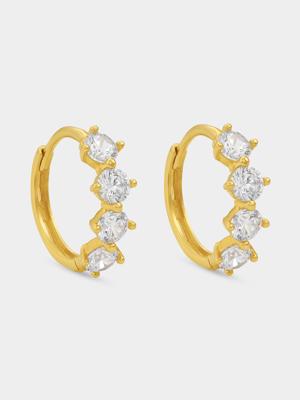 Yellow Gold Cubic Zirconia Round Hoop Earrings | Bash