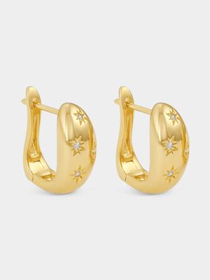 Yellow Gold Vermeil Cubic Zirconia Star Bold Hoop Earrings | Bash