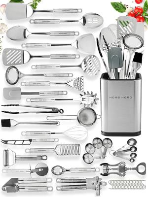 Amazon.com: Home Hero 54-Piece Stainless Steel Kitchen Utensils Set - Heat-Resistant Nonstick Silicone & Stainless Steel Cooking Utensils - Complete T