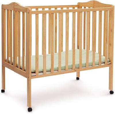 Amazon.com : Delta Children Folding Portable Mini Baby Crib with 1.5-inch Mattress - Greenguard Gold Certified, Natural : Travel Crib : Baby
