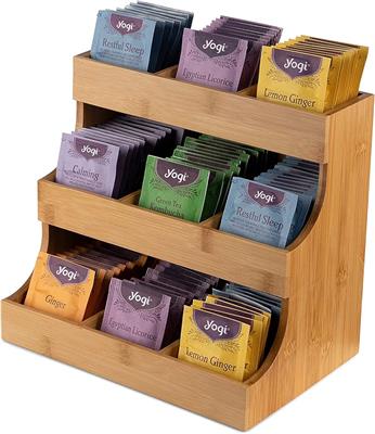 THEODORE Vertical Bamboo Tea Bag Organizer - Holds 180 Bags - Elegant Wooden Storage Box for Home, Office, Café - Caddy Also Holds Sugar Packets and C