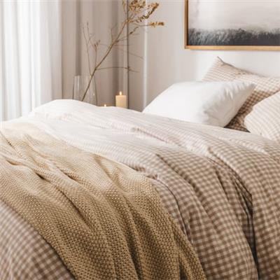Thread Office Cinnamon Cotton Yarn Dye Check Duvet Cover Set - Yuppiechef