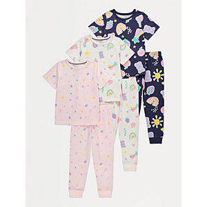 Cute Rainbow Short Sleeve Pyjamas 3 Pack | Kids | George at ASDA