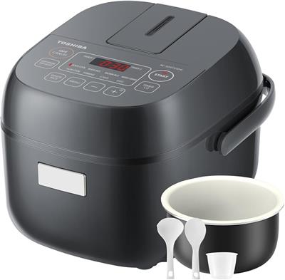 Amazon.com: TOSHIBA Small Rice Cooker, 3-Cup Uncooked, for 1-3 People, LCD Display, 8 Cooking Functions, Nonstick Inner Pot, Grey: Home & Kitchen