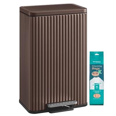 Amazon.com: SONGMICS Trash Can, 8 Gallon (30 L), Stainless Steel, with Lid, Pedal | Garbage Can for Kitchen, with Soft Close, Removable Inner Bucket,