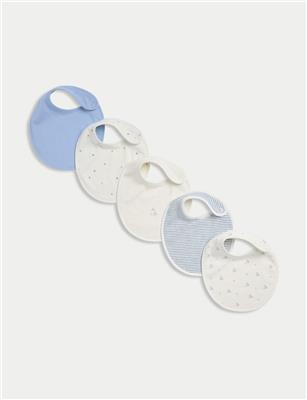5pk Pure Cotton Dog Print Bibs | M&S Collection | M&S