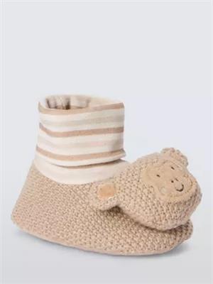 John Lewis Baby Monkey Sock Top Pram Shoes, Multi, 0-3 months