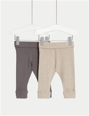 2pk Cotton Rich Waffle Leggings (6½lbs-3 Yrs) | M&S Collection | M&S
