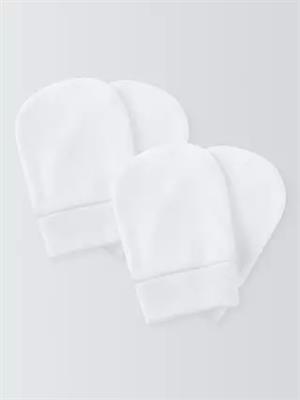 John Lewis Baby Cotton Scratch Mitts, Pack of 2, White