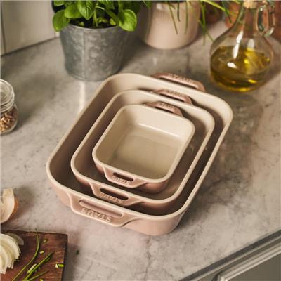 Staub En France MacAron Rectangular Bake Dish -Set of 3 (Light Pink)