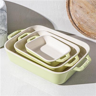 Staub En France MacAron Rectangular Bake Dish - Set of 3 Light Green