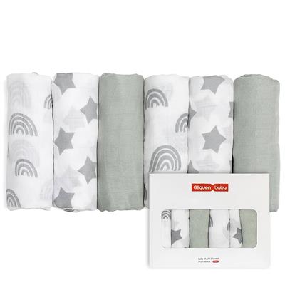 GLLQUEN BABY Muslin Squares Cloth for Baby, 6pack 70cm x 70cm Cotton Burp Cloths for Newborn, Absorbent & Breathable and Ideal to Clean, Wipe & Cover