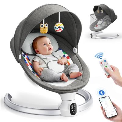 Aoykkii Electric Baby Bouncer with Mobile App Control,Remote Control and IMD Touch Panel,Baby Swing Chair with 5 Swing Amplitudes 3-Stage Timer,Toddle