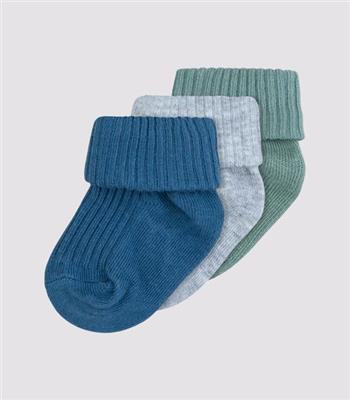 Baby Cotton Blend Turn Over Rib Cuff Socks 3 Pack - Underworks - Blue, grey, sage | Target Australia