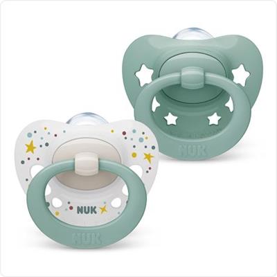 NUK Silicone Signature Orthodontic Shaped Soother Green Stars - 0-6 months | Shop Today. Get it Tomorrow! | takealot.com