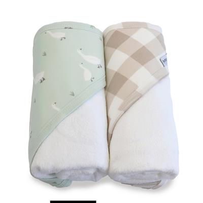 Bubba Blue 2 Pack Hooded Towel Provincial Olive/Taupe | Baby Bunting AU