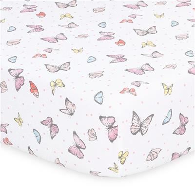The Peanut Shell Whisper Butterfly Cot Fitted Sheet Butterfly | Baby Bunting AU