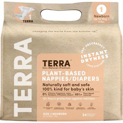 Terra Natural Plant-Based Eco-Friendly Diapers - 24 ct (Size 1, Newborn) | Best Buy Canada