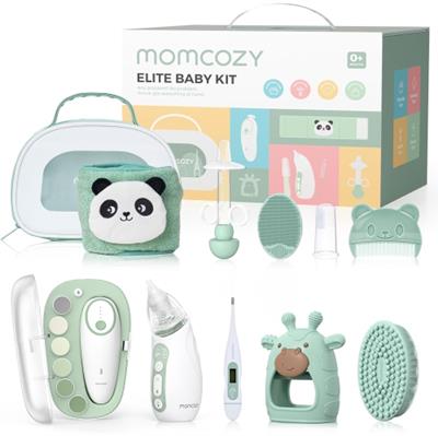 Momcozy Elite Baby Kit, Superior Gift Set, Include Electric Nail File&Nasal Aspirator, Heated Tummy Wrap,Thermometer,Bath Brush,Teether,Medicine Pacif