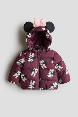 Plum/Minnie Mouse Appliquéd puffer jacket for kids | H&M GB