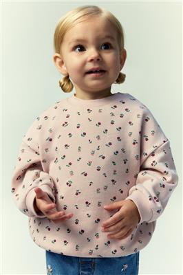 Printed Sweatshirt - Light pink/floral - Kids | H&M CA