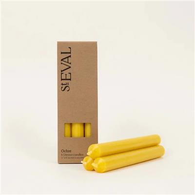St Eval Gift Pack of 6 Coloured Dinner Candles in Ochre | Fig1 UK Stockist