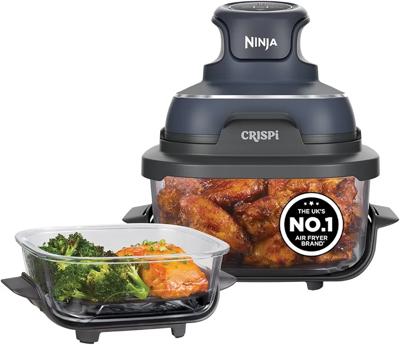 Ninja CRISPi Portable Air Fryer, 3.8L, 4-in-1: Air Fry, Roast, Keep Warm, Recrisp, Space Saving Compact Design, 2x Removable Glass Containers & Lids,