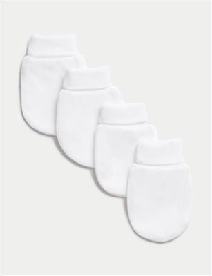 4pk Pure Cotton Mittens (0-1 Yrs) | M&S Collection | M&S