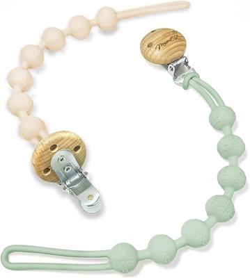 MumEZ Dummy Clip, 2 PCS Premium Silicone Smoother Chains, Dummy Clip for Boys Girls, BPA Free One-Piece Design Pacifier Clips, Easy for Parents (Cream