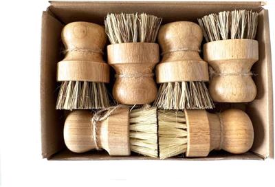 Amazon.com: Bamboo Scrub Brush 6Pcs, UNOSCHRIM Palm and Sisal Pot Brush Set, Durable Wood Kitchen Dish Brush, Multifunctional Mini Cleaning Kit for Cl
