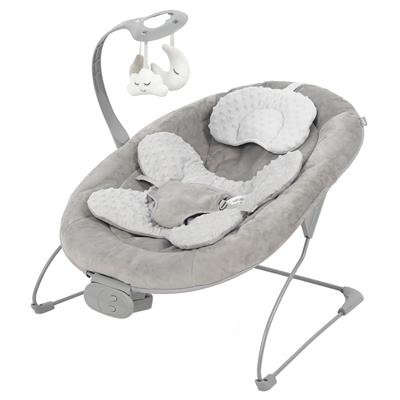 Puggle Comfy Snug Plush Music & Vibration Bouncer - Melange Grey | The Nursery Store