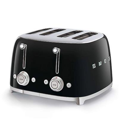 Smeg TSF03BLUK 4 Slice Toaster, Extra Wide Slots, 3 pre set programmes, Black : Amazon.co.uk: Home & Kitchen