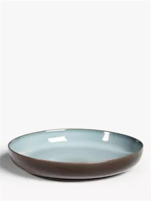 John Lewis Reactive Glaze Stoneware Pasta Bowl, 23.3cm, Blue