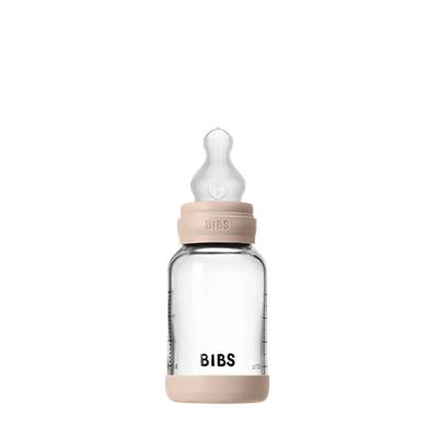 BIBS Baby Glass Bottle Set 120ml Silicone - Blush | Easy Feeding