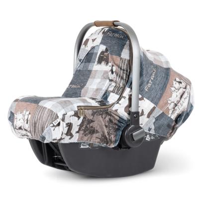 Gliz Design | Winter Car Seat Cover - Farmin Rustic Soft Brown and Grey