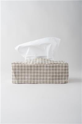 Woven Tissue Box Cover - Oat Gingham