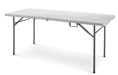 For Living 6-ft Portable Plastic & Metal Folding Table with Handle, Grey