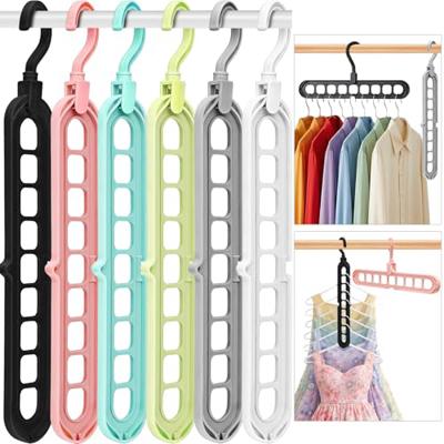 Closet Organizers and Storage,College Dorm Room Essentials,Pack of 6 Multifunctional Organizer Magic Space Saving Hangers with 9 Holes Storage Organiz