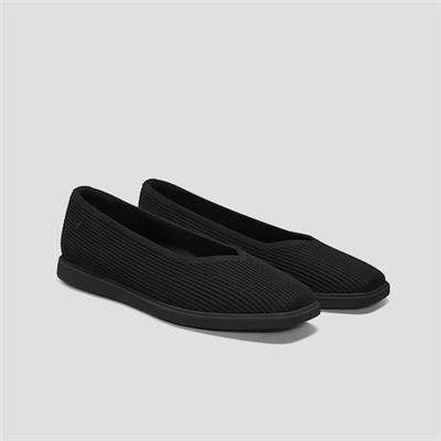 Square-Toe All-Day Standing Flats (Mabel), SOLID BLACK WATER RPT, EU38 | VIVAIA