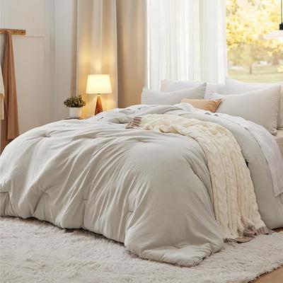 Amazon.com: Bedsure Oversized King Size Comforter Set, Beige Soft Prewashed Bedding for All Seasons, 3 Pieces GentleSoft™ Down Alternative Bed Set, 1