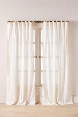 Cotton Dobby Striped Sheer Tie-Top Curtain | Anthropologie