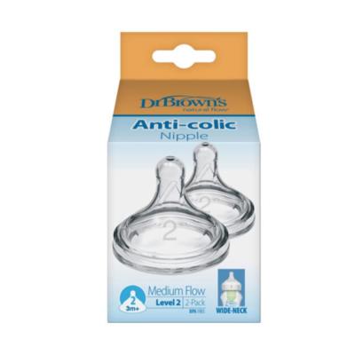 Dr Browns Options+ Wide-Neck Level 2 Silicone Teats (Pack of 2)