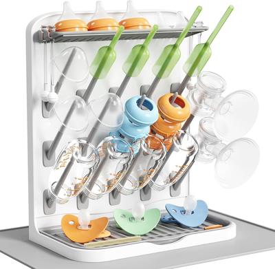 Baby Bottle & Pacifier Drying Rack with Drain Mat
