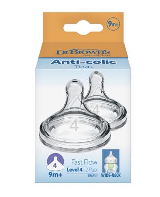 Dr Browns Options+ Wide-Neck Level 4 Silicone Teat (Pack of 2)