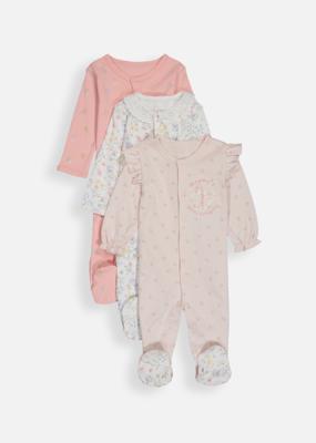 Little Butterfly Cotton Sleepsuits 3 Pack | Woolworths.co.za