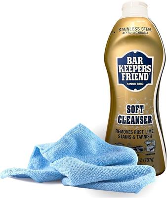 Amazon.com: Black Swan Distributors - Bar Keepers Friend Soft Cleanser (26 oz) & Non-Abrasive, Washable Microfiber Cleaning Cloth (15x15 in) - Home C